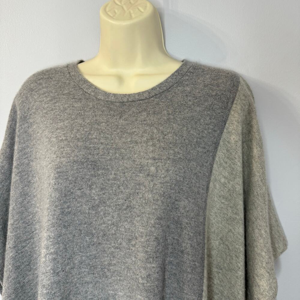 Magaschoni Cashmere Tunic Poncho Sweater Grey Relaxed Fit Minimalist O/S - Picture 4 of 7